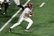 ATLANTA, GA - JANUARY 08: Jalen Hurts #2 of the Alabama Crimson Tide scrambles against the Georgia Bulldogs in the CFP National Championship presented by AT&T at Mercedes-Benz Stadium on January 8, 2018 in Atlanta, Georgia. (Photo by Scott Cunningham/Getty Images)