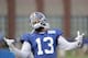 New York Giants wide receiver Odell Beckham gestures toward fans during NFL football training camp, Thursday, Aug. 2, 2018, in East Rutherford, N.J. (AP Photo/Julio Cortez)