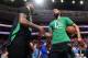 PHILADELPHIA, PA - MAY 7: Markieff Morris #5 of the Washington Wizards and Marcus Morris #13 of the Boston Celtics talk during the game against the Philadelphia 76ers during Game Four of the Eastern Conference Semifinals of the 2018 NBA Playoffs on May 5, 2018 at Wells Fargo Center in Philadelphia, Pennsylvania. NOTE TO USER: User expressly acknowledges and agrees that, by downloading and or using this photograph, User is consenting to the terms and conditions of the Getty Images License Agreement. Mandatory Copyright Notice: Copyright 2018 NBAE (Photo by Jesse D. Garrabrant/NBAE via Getty Images)