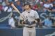 TORONTO, ON - JULY 7: Clint Frazier #77 of the New York Yankees reacts after being called out on strikes in the sixth inning during MLB game action against the Toronto Blue Jays at Rogers Centre on July 7, 2018 in Toronto, Canada. (Photo by Tom Szczerbowski/Getty Images)