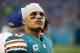 Miami Dolphins wide receiver Kenny Stills (10) on the sidelines, during the first half of an NFL football game against the Buffalo Bills, Sunday, Dec. 31, 2017, in Miami Gardens, Fla. (AP Photo/Wilfredo Lee)