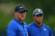 ST LOUIS, MO - AUGUST 08: Brooks Koepka (L) and Tiger Woods (R) of the United States look on during a practice round prior to the 2018 PGA Championship at Bellerive Country Club on August 8, 2018 in St Louis, Missouri. (Photo by Stuart Franklin/Getty Images)