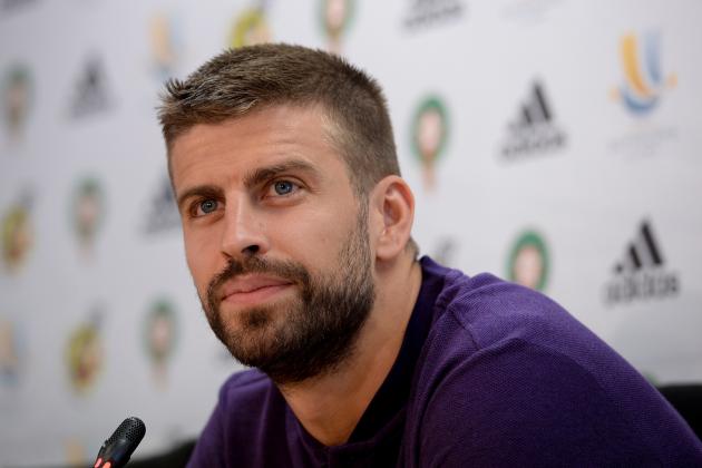 Barcelona's Spanish defender Gerard Pique holds a press conference at the FC Barcelona 'Joan Gamper' sports centre in Sant Joan Despi near Barcelona on August 11, 2018 on the eve of the Spanish Super Cup final football match between Barcelona and Sevilla. (Photo by Josep LAGO / AFP)        (Photo credit should read JOSEP LAGO/AFP/Getty Images)