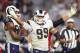 GLENDALE, AZ - DECEMBER 03: Defensive end Aaron Donald #99 of the Los Angeles Rams reacts after a tackle against the Arizona Cardinals during the second half of the NFL game at the University of Phoenix Stadium on December 3, 2017 in Glendale, Arizona. The Rams defeated the Cardinals 32-16. (Photo by Christian Petersen/Getty Images)