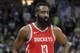 Houston Rockets' James Harden plays against the Minnesota Timberwolves during the second half of Game 3 in an NBA basketball first-round playoff series Saturday, April 21, 2018, in Minneapolis. (AP Photo/Jim Mone)