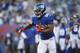 New York Giants running back Saquon Barkley (26) warms up before a preseason NFL football game against the Cleveland Browns Thursday, Aug. 9, 2018, in East Rutherford, N.J. (AP Photo/Adam Hunger)