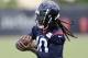 Houston Texans wide receiver DeAndre Hopkins catches a pass during an NFL football minicamp practice Tuesday, June 12, 2018, in Houston. (AP Photo/David J. Phillip)