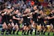 BRISBANE, AUSTRALIA - OCTOBER 21: The All Blacks perform the haka before the Bledisloe Cup match between the Australian Wallabies and the New Zealand All Blacks at Suncorp Stadium on October 21, 2017 in Brisbane, Australia. (Photo by Bradley Kanaris/Getty Images)