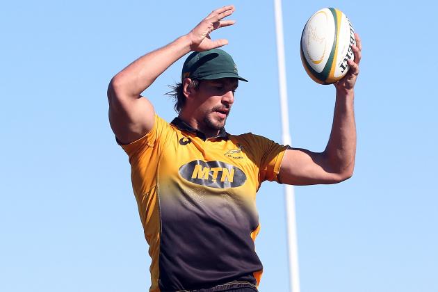 CAPE TOWN, SOUTH AFRICA - AUGUST 09: Eben Etzebeth during the Springbok Open Training Session and Fan Engagement at Belhar Rugby Club on August 09, 2018 in Cape Town, South Africa. (Photo by Carl Fourie/Gallo Images/Getty Images)