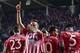 Atletico Madrid's Spanish midfielder Saul Niguez (C) celebrates with teammates after scoring a goal during the UEFA Super Cup football match between Real Madrid and Atletico Madrid at the Lillekula Stadium in the Estonian capital Tallinn on August 15, 2018. (Photo by JAVIER SORIANO / AFP) (Photo credit should read JAVIER SORIANO/AFP/Getty Images)