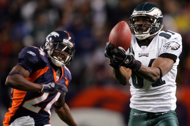 Philadelphia Eagles wide receiver Terrell Owens (81) catches a  46-yard pass against Denver Broncos cornerback Champ Bailey (24) during the quarter in Denver, Sunday, Oct. 30, 2005. Denver beat Philadelphia, 49-21. (AP Photo/Jack Dempsey)