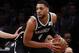 FILE - In this Jan. 8, 2018, file photo, Brooklyn Nets center Jahlil Okafor (4) looks to pass during the first half of an NBA basketball game against the Toronto Raptors in New York. A person familiar with the situation says free-agent center Jahlil Okafor has agreed to join the New Orleans Pelicans. The person spoke to the The Associated Press Wednesday, Aug. 8, 2018, on condition of anonymity because the agreement has not been announced. (AP Photo/Adam Hunger, File)