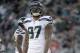 Seattle Seahawks defensive end Marcus Smith (97) sets up for a play during the first half of an NFL football game against the Jacksonville Jaguars Sunday, Dec. 10, 2017, in Jacksonville, Fla. (AP Photo/Phelan M. Ebenhack)