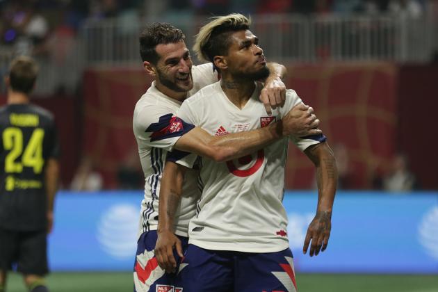ATLANTA, GA - AUGUST 01: Josef Martinez of MLS All-Stars celebrates after scoring the equalizer during a match between Juventus and MLS All-Stars at Mercedes-Benz Stadium on August 1, 2018 in Atlanta, Georgia. (Photo by Omar Vega/Getty Images)