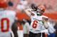 CLEVELAND, OH - AUGUST 17: Baker Mayfield #6 of the Cleveland Browns warms up before a preseason game against the Buffalo Bills at FirstEnergy Stadium on August 17, 2018 in Cleveland, Ohio. (Photo by Joe Robbins/Getty Images)