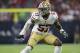 HOUSTON, TX - AUGUST 18: Eli Harold #57 of the San Francisco 49ers defends during the game against the Houston Texans at NRG Stadium on August 18, 2018 in Houston, Texas. The Texans defeated the 49ers 16-13. (Photo by Michael Zagaris/San Francisco 49ers/Getty Images)