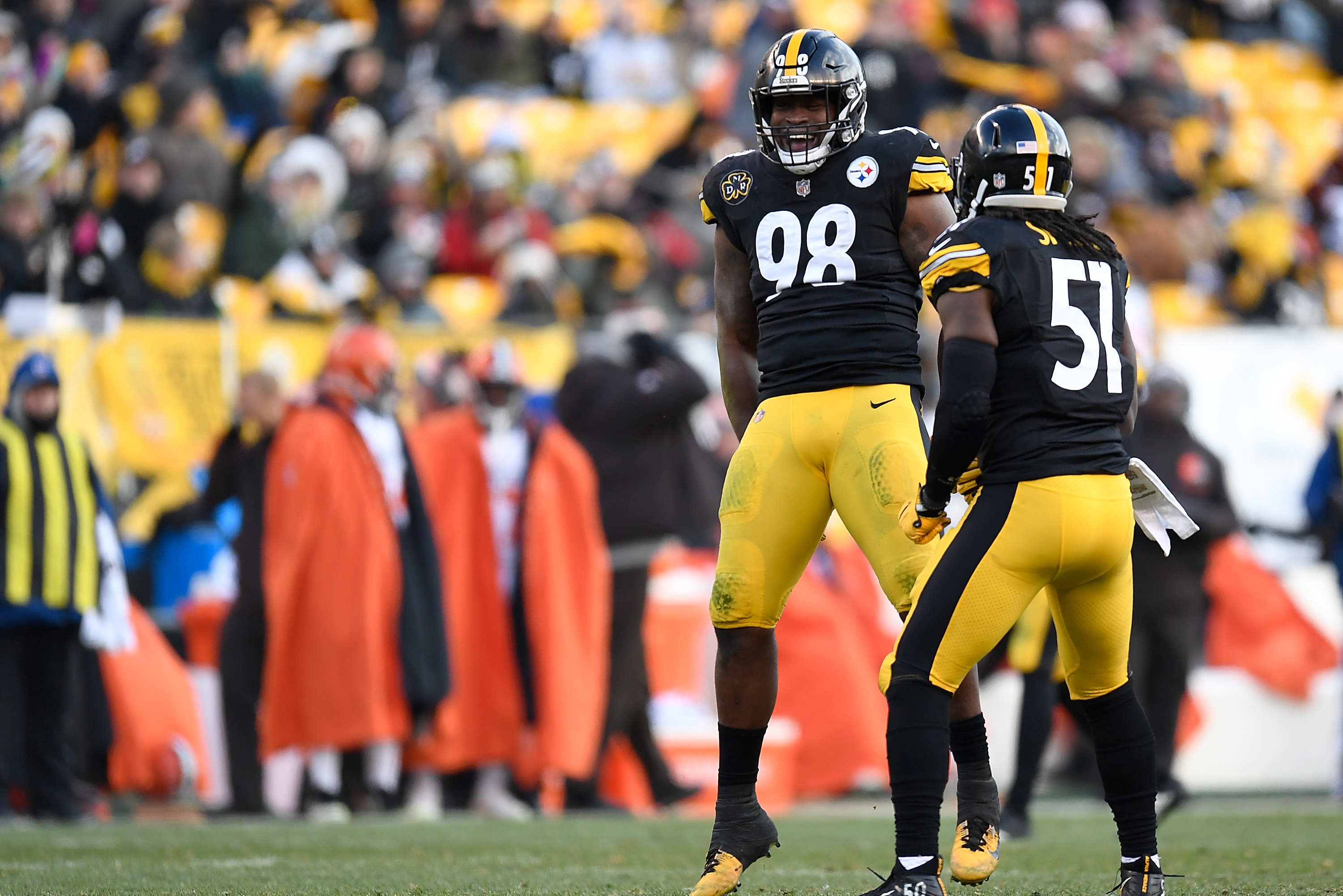 Vince Williams of the Pittsburgh Steelers celebrates against the