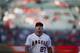 Los Angeles Angels' Mike Trout warms up on the field before the team's baseball game against the Arizona Diamondbacks, Monday, June 18, 2018, in Anaheim, Calif. (AP Photo/Jae C. Hong)