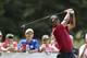Tiger Woods watches his shot on the fifth hole during the final round of the Northern Trust golf tournament, Sunday, Aug. 26, 2018, in Paramus, N.J. (AP Photo/Mel Evans)