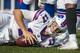 ORCHARD PARK, NY - AUGUST 26: Josh Allen #17 of the Buffalo Bills looks to the sideline after being taken to the ground during the first half of a preseason game against the Cincinnati Bengals at New Era Field on August 26, 2018 in Orchard Park, New York. (Photo by Brett Carlsen/Getty Images)