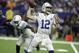 Indianapolis Colts quarterback Andrew Luck throws in the first half of an NFL preseason football game against the Baltimore Ravens in Indianapolis, Monday, Aug. 20, 2018. (AP Photo/Darron Cummings)