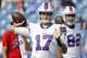 Buffalo Bills' Josh Allen (17) warms up before a preseason NFL football game against the Cincinnati Bengals Sunday, Aug. 26, 2018, in Orchard Park, N.Y. (AP Photo/Jeffrey T. Barnes)
