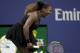 Serena Williams reacts after a point against Magda Linette, of Poland, during the first round of the U.S. Open tennis tournament, Monday, Aug. 27, 2018, in New York. (AP Photo/Julio Cortez)