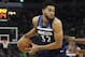 Minnesota Timberwolves' Karl-Anthony Towns plays against the Houston Rockets during the first half of Game 4 in an NBA basketball first-round playoff series Monday, April 23, 2018, in Minneapolis. (AP Photo/Jim Mone)