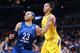 LOS ANGELES, CA - AUGUST 21: Maya Moore #23 of the Minnesota Lynx battles for position against Candace Parker #3 of the Los Angeles Sparks in Round One of the 2018 WNBA Playoffs at Staples Center on August 21, 2018 in Los Angeles, California. (Photo by Leon Bennett/Getty Images)