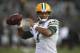 Green Bay Packers quarterback Brett Hundley (7) warms up before an NFL preseason football game against the Oakland Raiders in Oakland, Calif., Friday, Aug. 24, 2018. (AP Photo/Ben Margot)