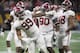 ATLANTA, GA - JANUARY 08: Raekwon Davis #99 of the Alabama Crimson Tide celebrates a tackle against the Georgia Bulldogs during the College Football Playoff National Championship held at Mercedes-Benz Stadium on January 8, 2018 in Atlanta, Georgia. Alabama defeated Georgia 26-23 for the national title. (Photo by Jamie Schwaberow/Getty Images)