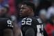 BUFFALO, NY - OCTOBER 29: Khalil Mack #52 of the Oakland Raiders looks on as he warms up before the start of NFL game action against the Buffalo Bills at New Era Field on October 29, 2017 in Buffalo, New York. (Photo by Tom Szczerbowski/Getty Images)