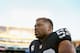 OAKLAND, CA - DECEMBER 03: Khalil Mack #52 of the Oakland Raiders leaves the field after a win against the New York Giants at Oakland-Alameda County Coliseum on December 3, 2017 in Oakland, California. (Photo by Lachlan Cunningham/Getty Images)