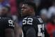 BUFFALO, NY - OCTOBER 29: Khalil Mack #52 of the Oakland Raiders looks on as he warms up before the start of NFL game action against the Buffalo Bills at New Era Field on October 29, 2017 in Buffalo, New York. (Photo by Tom Szczerbowski/Getty Images)