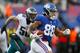 EAST RUTHERFORD, NJ - DECEMBER 17: (NEW YORK DAILIES OUT) Evan Engram #88 of the New York Giants in action against the Philadelphia Eagles on December 17, 2017 at MetLife Stadium in East Rutherford, New Jersey. The Eagles defeated the Giants 34-29. (Photo by Jim McIsaac/Getty Images)