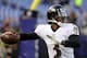 BALTIMORE, MD - AUGUST 30: Quarterback Robert Griffin III #3 of the Baltimore Ravens warms up before the start of the Ravens and Washington Redskins preseason game at M&T Bank Stadium on August 30, 2018 in Baltimore, Maryland. (Photo by Rob Carr/Getty Images)