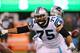 EAST RUTHERFORD, NJ - NOVEMBER 26: Tackle Matt Kalil #75 of the Carolina Panthers in action against the New York Jets during their game at MetLife Stadium on November 26, 2017 in East Rutherford, New Jersey. (Photo by Al Pereira/Getty Images)