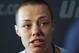 UFC women's strawweight champion Rose Namajunas of Denver, Colo., speaks to journalists at UFC223's media day, Thursday, April 5, 2018, in New York, ahead of her title fight Saturday, April 7, against Joanna Jedrzejczyk at Brooklyn's Barclays Center. (AP Photo/Kathy Willens)