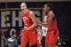 Washington Mystics forward Elena Delle Donne (11) reacts next to Ariel Atkins, right, during the second half of Game 4 of a WNBA basketball playoffs semifinal against the Atlanta Dream, Sunday, Sept. 2, 2018, in Washington. (AP Photo/Nick Wass)