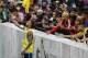 Brazilian soccer player Neymar takes a selfie backdropped by spectators at the Neymar Jr's Five youth soccer tournament in Praia Grande, Brazil, Saturday, July 21, 2018. (AP Photo/Nelson Antoine)