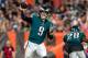 CLEVELAND, OH - AUGUST 23: Starting quarterback Nick Foles #9 of the Philadelphia Eagles passes during the first half of a preseason game against the Cleveland Browns at FirstEnergy Stadium on August 23, 2018 in Cleveland, Ohio. (Photo by Jason Miller/Getty Images)