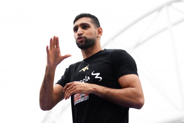 BIRMINGHAM, ENGLAND - SEPTEMBER 04: Amir Khan during a media workout at the Bull Ring on September 4, 2018 in Birmingham, England. (Photo by Nathan Stirk/Getty Images)