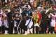 PHILADELPHIA, PA - SEPTEMBER 06: Nick Foles #9 of the Philadelphia Eagles runs after catching a pass thrown by Nelson Agholor #13 (not pictured) during the third quarter against the Atlanta Falcons at Lincoln Financial Field on September 6, 2018 in Philadelphia, Pennsylvania. (Photo by Mitchell Leff/Getty Images)