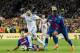 BARCELONA, SPAIN - MAY 06: Karim Benzema (2nd from L) of Real Madrid vies for the ball with Sergio Busquets Burgos (L) of FC Barcelona during the La Liga match between Barcelona and Real Madrid at Camp Nou on May 6, 2018 in Barcelona, Spain. (Photo by Power Sport Images/Getty Images)