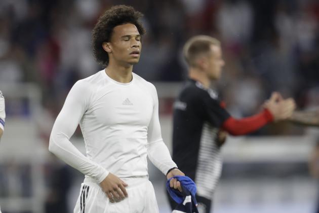 Germany's Leroy Sane closes his eyes after the UEFA Nations League soccer match between Germany and France in Munich, Germany, Thursday, Sept. 6, 2018. (AP Photo/Michael Probst)