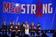 LAS VEGAS, NV - JUNE 20: NHL Network sportscasters Anson Carter (3rd L) and Kathryn Tappen (4th L) present an award with Marjory Stoneman Douglas High School hockey team members (L-R) Adam Hauptman, Jesse Guttenberg, Matthew Hauptman and Justin Colton during the 2018 NHL Awards presented by Hulu at The Joint inside the Hard Rock Hotel & Casino on June 20, 2018 in Las Vegas, Nevada. (Photo by Ethan Miller/Getty Images)