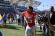 CARSON, Calif. - September 09: Patrick Mahomes, 15th of the Kansas City Chiefs, reacts by leaving the field after a 38-28 win over the Kansas City Chiefs at the StubHub Center on September 9, 2018 in Carson, CA. (Photo of Harry How / Getty Images)