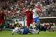 (L-R) Manuel Lazzari of Italy, Mario Rui of Portugal, Federico Chiesa of Italy during the UEFA Nations League A group 3 qualifying match between Portugal and Italy at Estadio La Luz on September 10, 2018 in Lisbon, Portugal(Photo by VI Images via Getty Images)