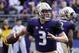 Washington quarterback Jake Browning in action against North Dakota in the second half of an NCAA college football game Saturday, Sept. 8, 2018, in Seattle. (AP Photo/Elaine Thompson)