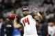 Tampa Bay Buccaneers quarterback Ryan Fitzpatrick (14) warms up before an NFL football game against the New Orleans Saints in New Orleans, Sunday, Sept. 9, 2018. (AP Photo/Butch Dill)